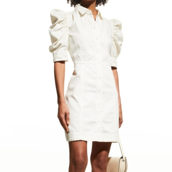 FRAME Gillian Off-White Gillian Puff Sleeve Mini Dress